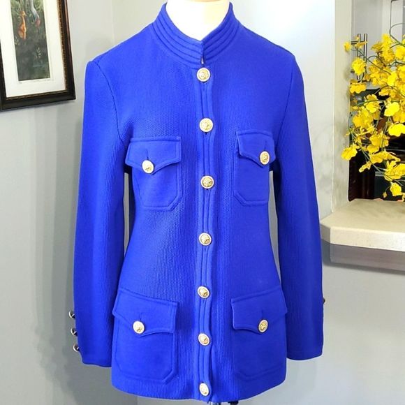 WORLDLY things by Styltricot, Royal blue 100% wool made in Italy sweater. Sz 10 - Picture 1 of 11